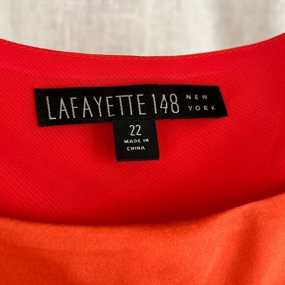 NWT Lafayette 148 New York Orange 100% Silk Tank Blouse, Sz 22 - Picture 6 of 8